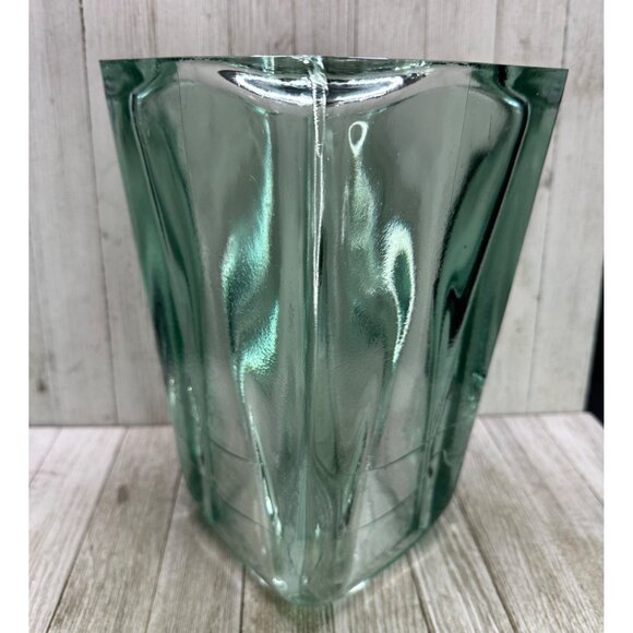 Vintage Art Recycled Glass Vase Square Heavy Green Blue Home Decorative 11" Tall - Picture 2 of 8